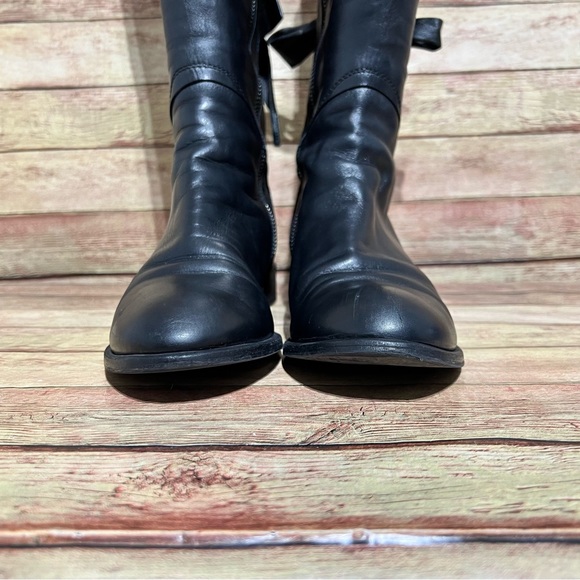 Valentino Black Leather Ascott Ribbon Tall Boots - Picture 4 of 11